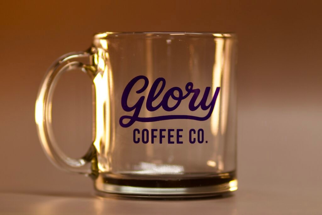 glory cursive glass mug